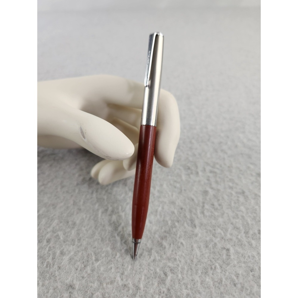 Vintage Parker Mechanical Pencil Red Silver Ribbed Textured Writing Utensil